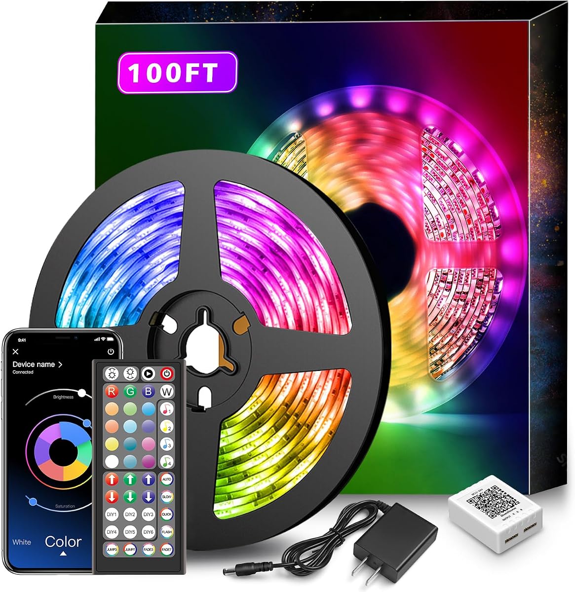 Tira de luces LED 100ft con control Bluetooth